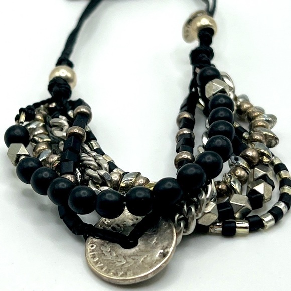 K & Z‎ black miyuki bead and silver toned slider bracelet - Picture 2 of 14